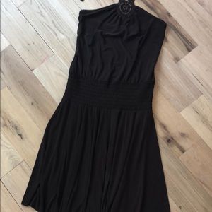 Chocolate Halter Dress with Crocheted Detail